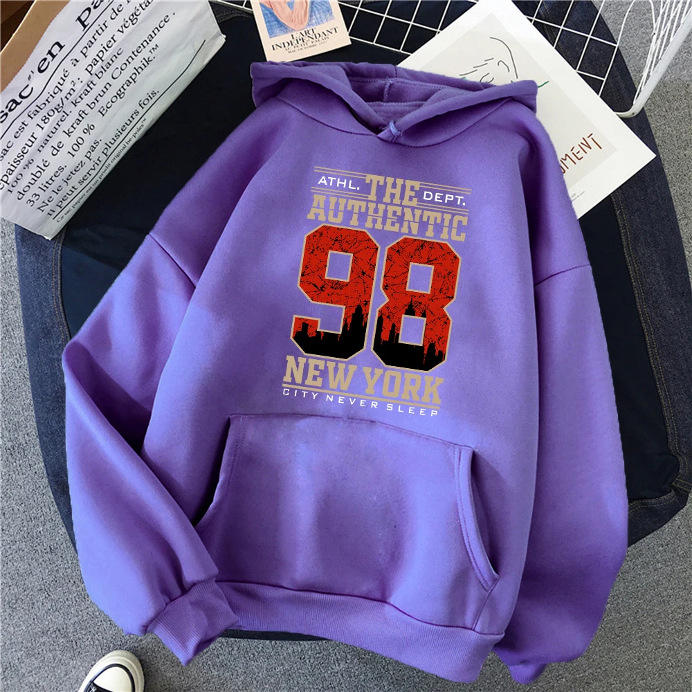 The Authentic 98 New York Pattern Hoodies Female Funny Casual Streetwear Autumn Hip Hop Pullover Fleece Oversied Women Hoody