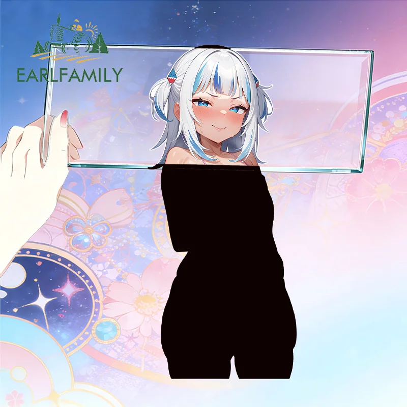 EARLFAMILY Gawr Gura Hololive Car Sticker Shark Girl JDM Car Door Protector Decal Custom Printing Storage Flask Funny Label