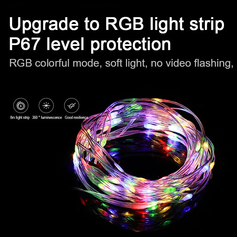 LED Light String Portable Camping Lights 1800mAh Rechargeable 8m Outdoor Atmosphere Tent Wedding Christmas Decor Strip Star Lamp