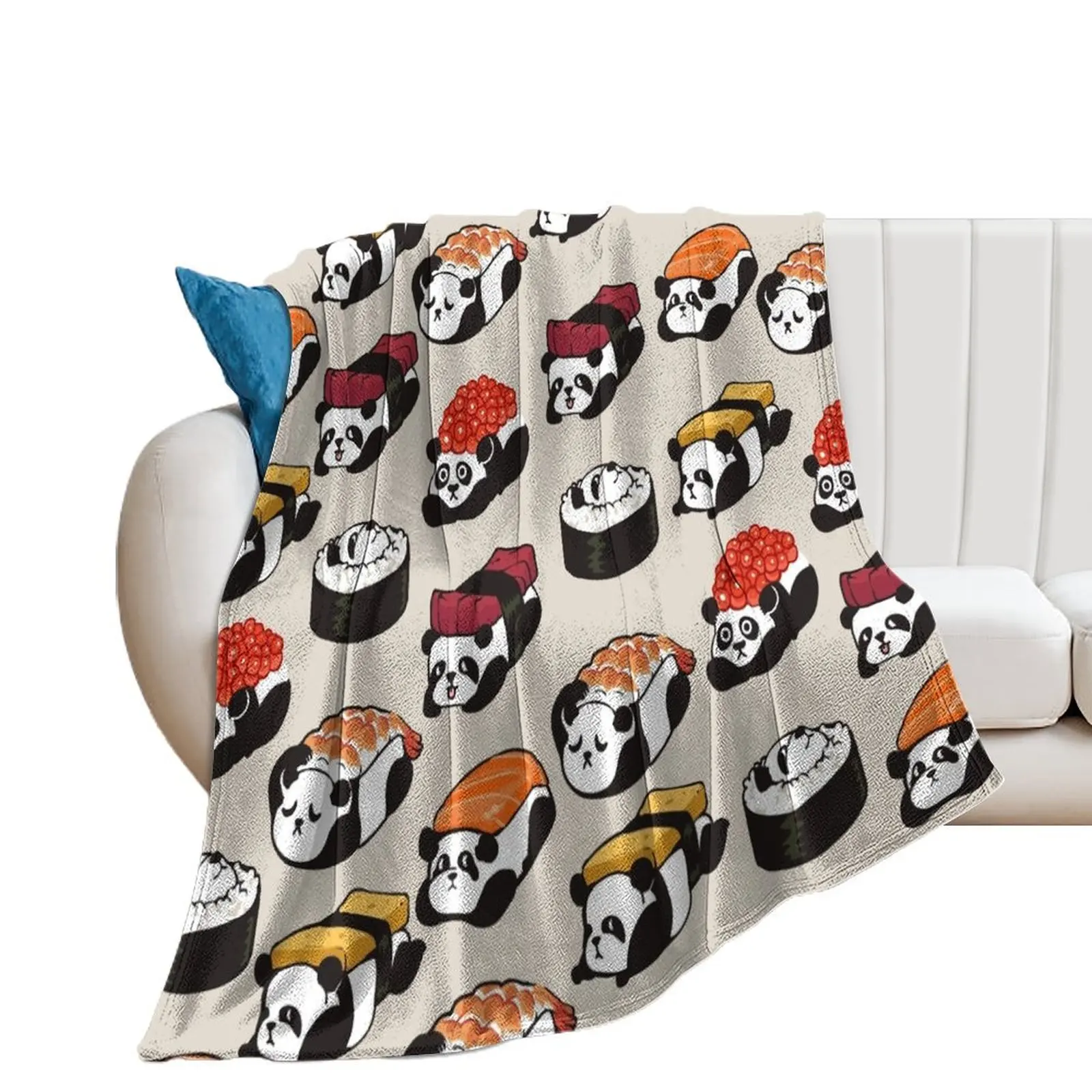 

Sushi Panda Throw Blanket Bed Fashionable Decorative Throw Blankets