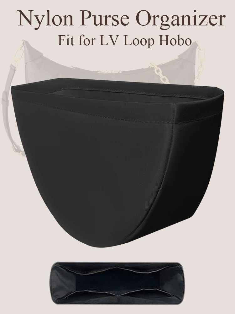 

Nylon Purse Organizer Insert for LV Loop Hobo Bag Half Moon Inside Bag Storage Organizer Insert Lightweight Inner Liner Bag