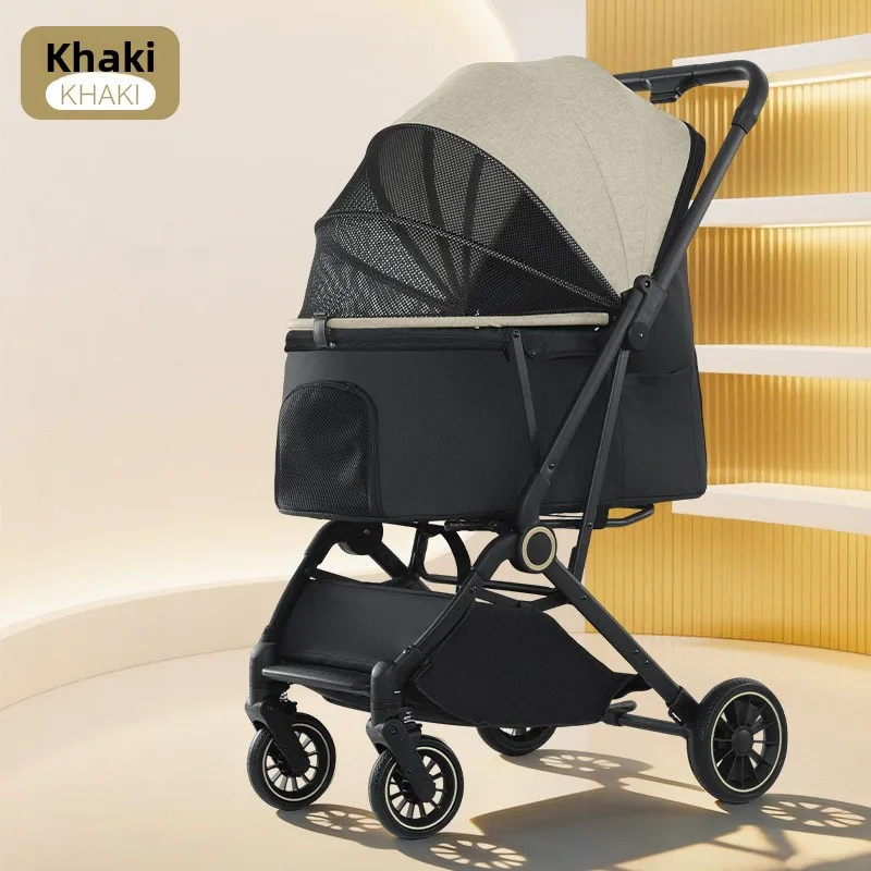 

One-Button Foldable Lightweight Metal Pet Trolley for Cats & Dogs 4-Wheel Large Capacity 25kg Max Load Airline Approved