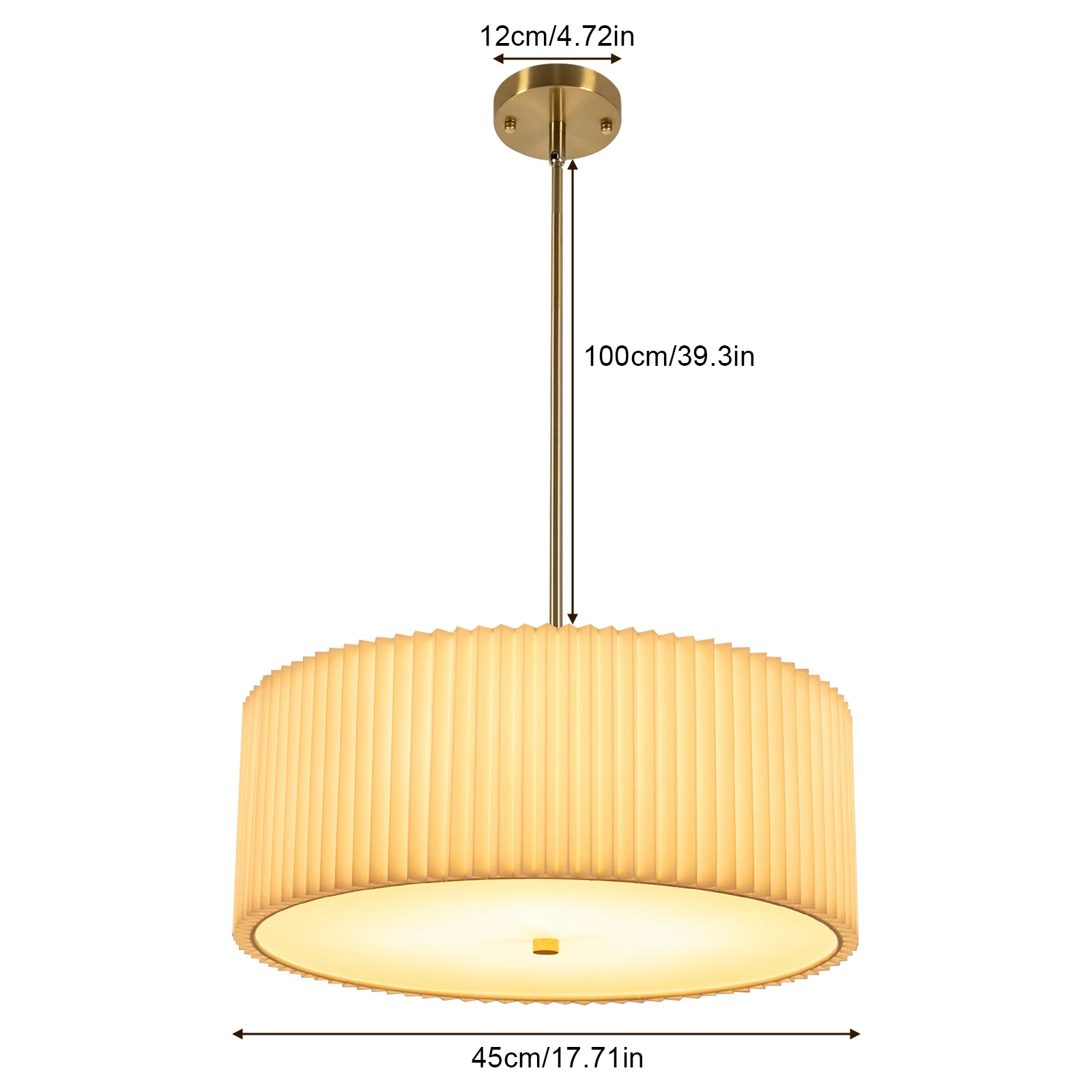White Round Pendant Light (45cm) | Ceiling Mount, 4*E26 Sockets, For Dining/Living Room 45cm Round Pendant Light