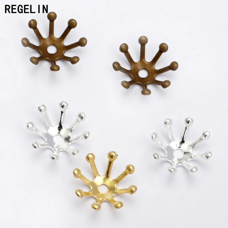 REGELIN 100 sztuk 10mm Vintage filigranowe biżuteria Spacer kwiaty motyw Charms luźne koralik zaślepki Handmade dla DIY Retro biżuteria — zdjęcie 2