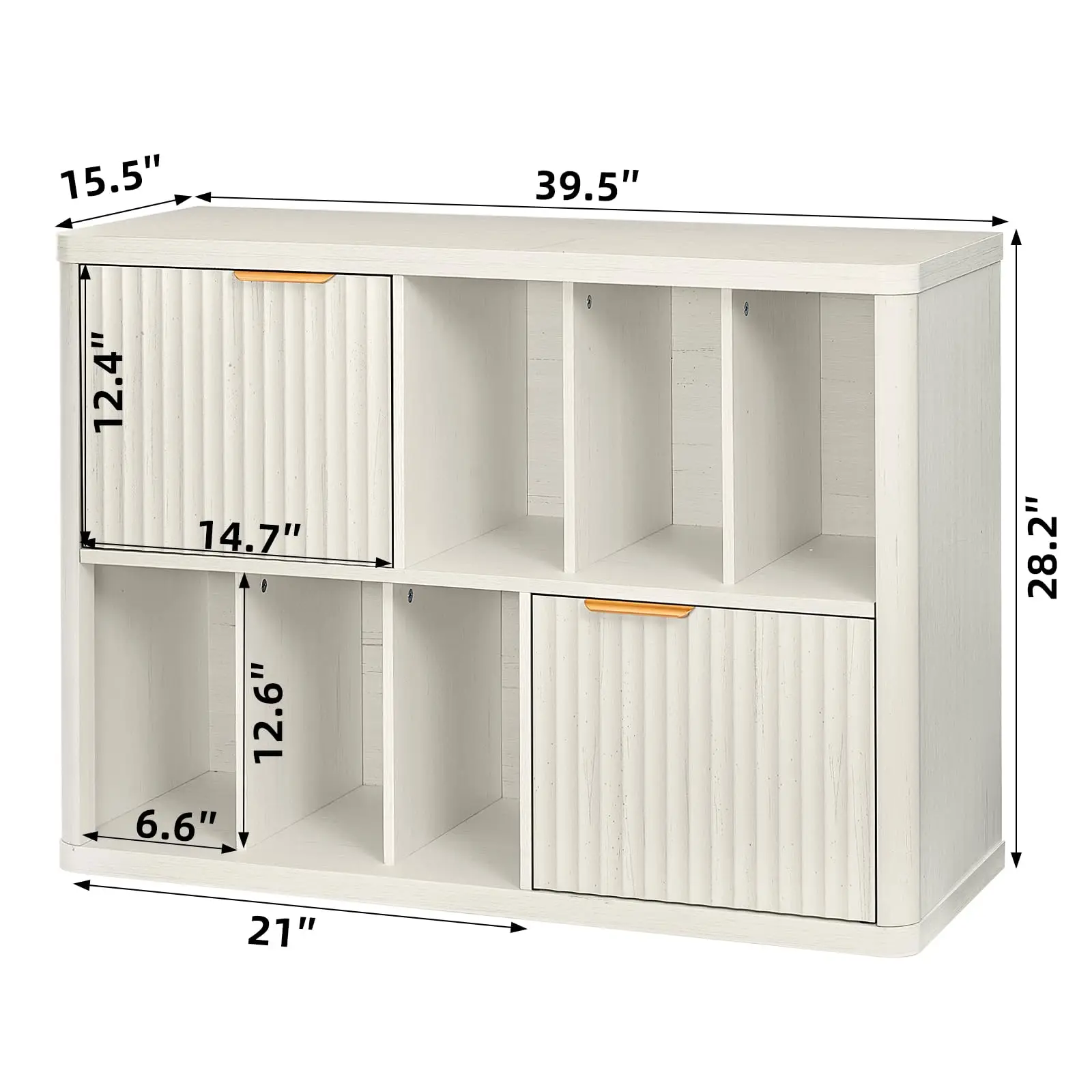 Large Record Player Stand with Vinyl Storage Up to 450 Albums, Wood Fluted Record Storage Accent Cabinet, Modern Stereo
