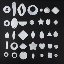 Natural Mother of Pearl Shell Charms Square Round Carved Leaf Shape Shell Connectors Beads for Jewelry Making DIY Pendant