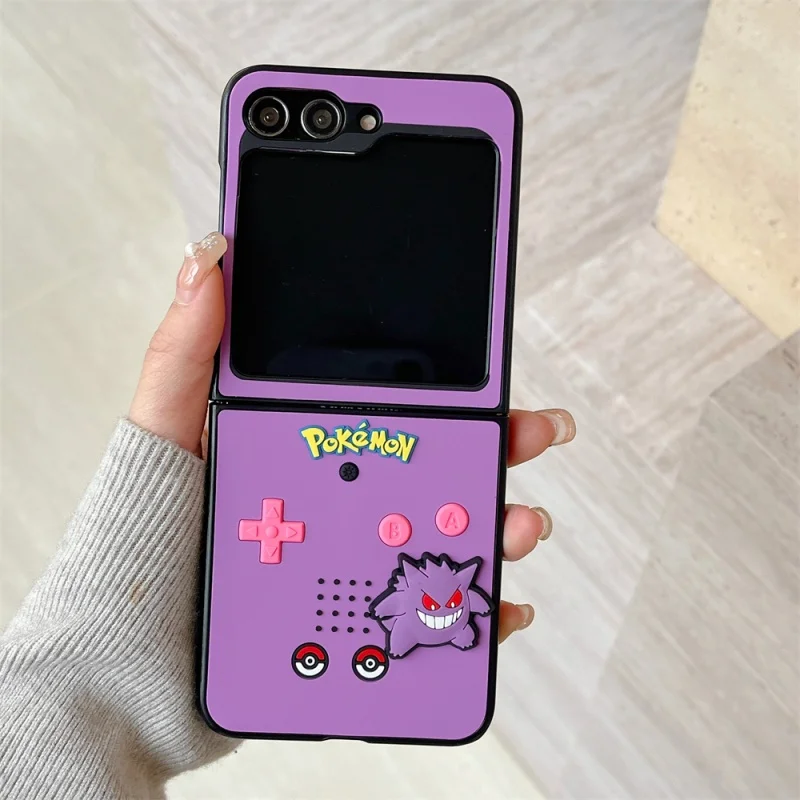 

Cartoon Cute P-Pokemon Gengar Jigglypuff Leather silicone Phone Case for Samsung ZFlip 3 4 5 6 7 ZFlip7 Anime P-Pokemon Cover