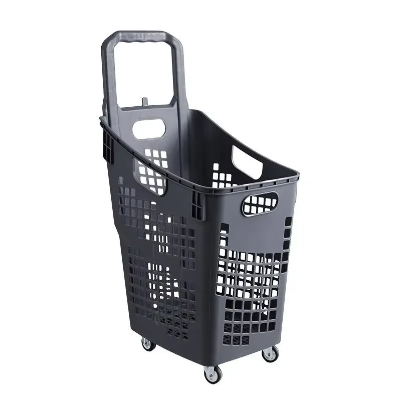 Thickened High Back Mesh Expandable Four Wheel Shopping Cart Customizable Size for Supermarkets and Malls