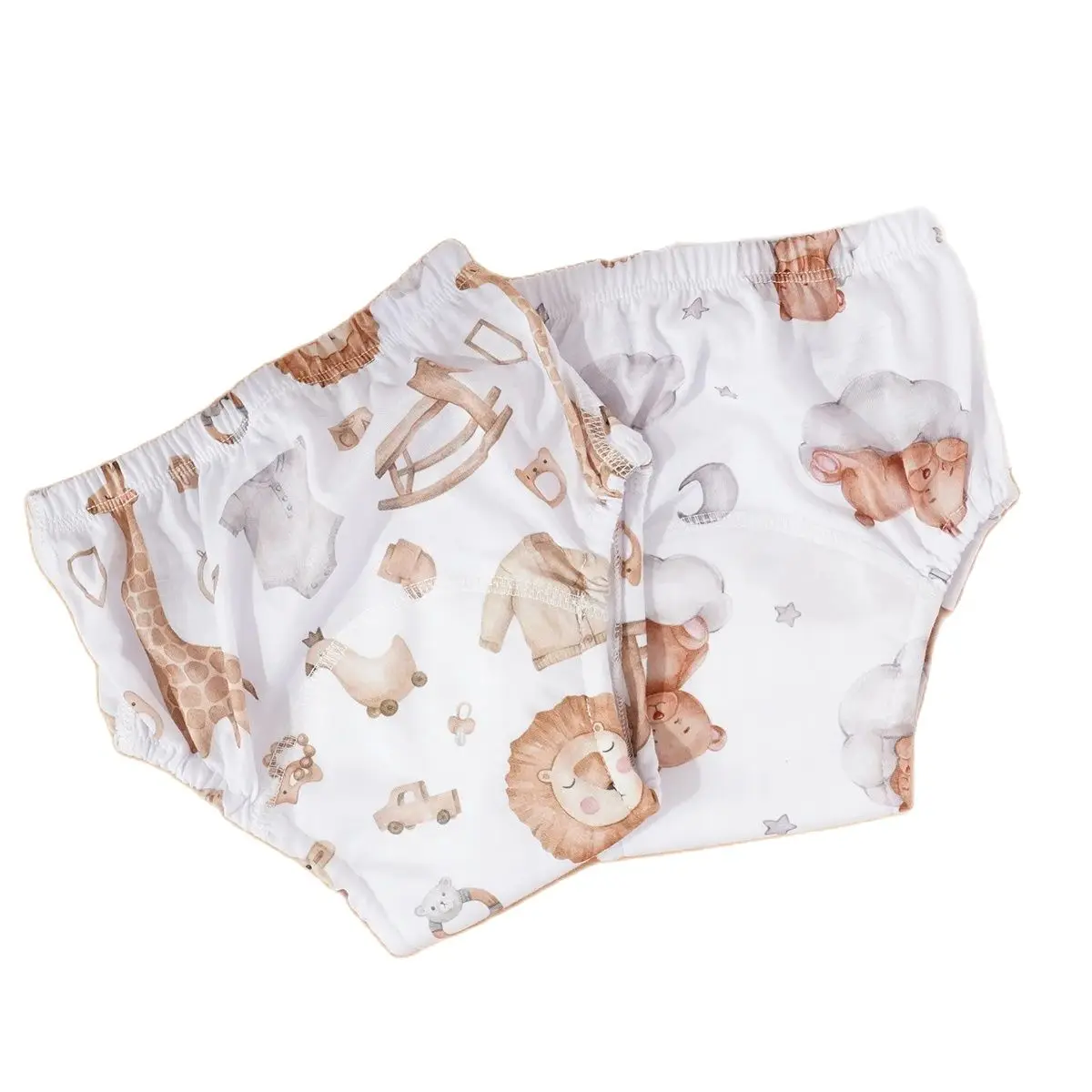 Happyflute 2Piece/Set Animal Print Baby Polyester Suede Cloth Inner Trainning Pants Children\'s Breathable Washable Diaper Pants