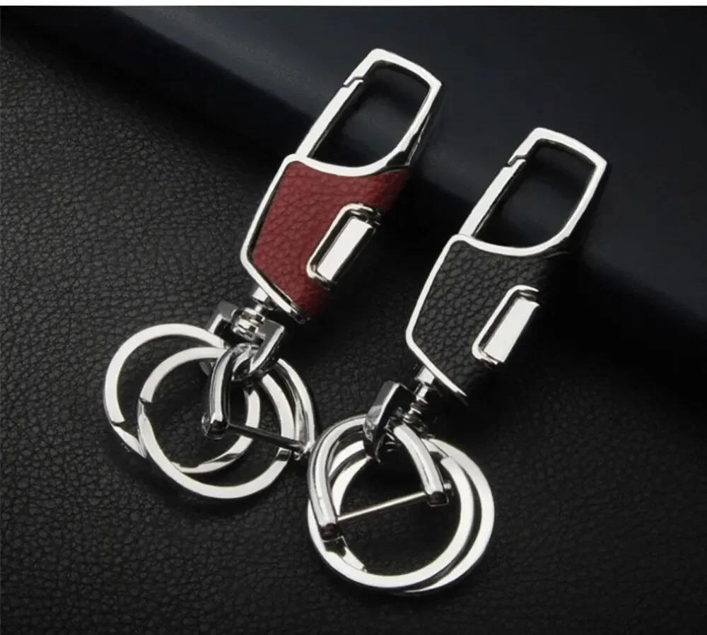 

1PC One Click Open Car Key Chain Pendant Double Ring Thickened Loss-proof Metal Simple Portable Men's Belt Key Chain