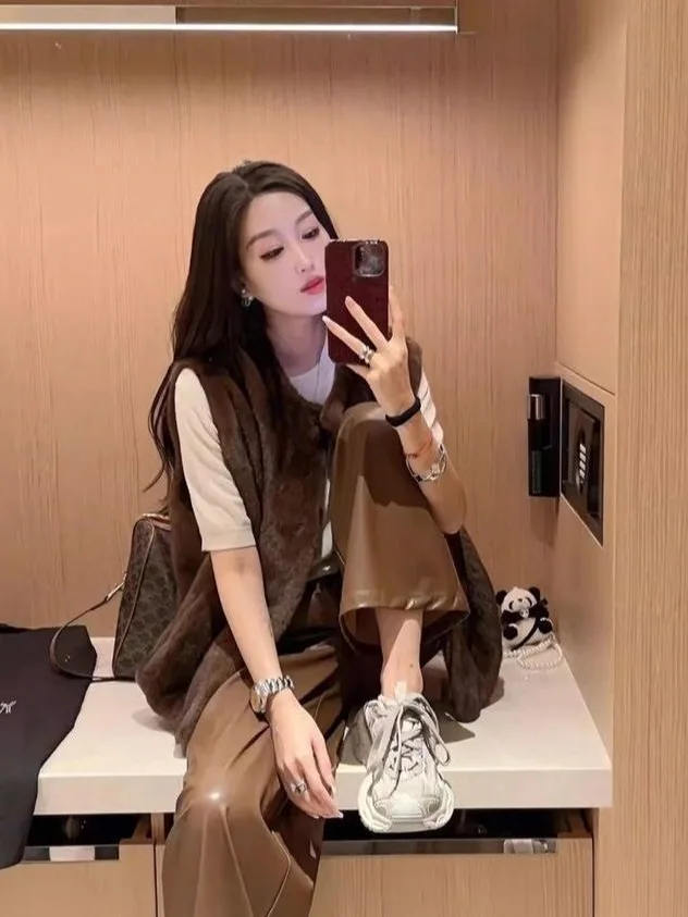 Chaqueta de Mujer 2025, Nueva Moda, Cálida, Ecológica, de Piel de Visón, Resistente al Agua y al Frío