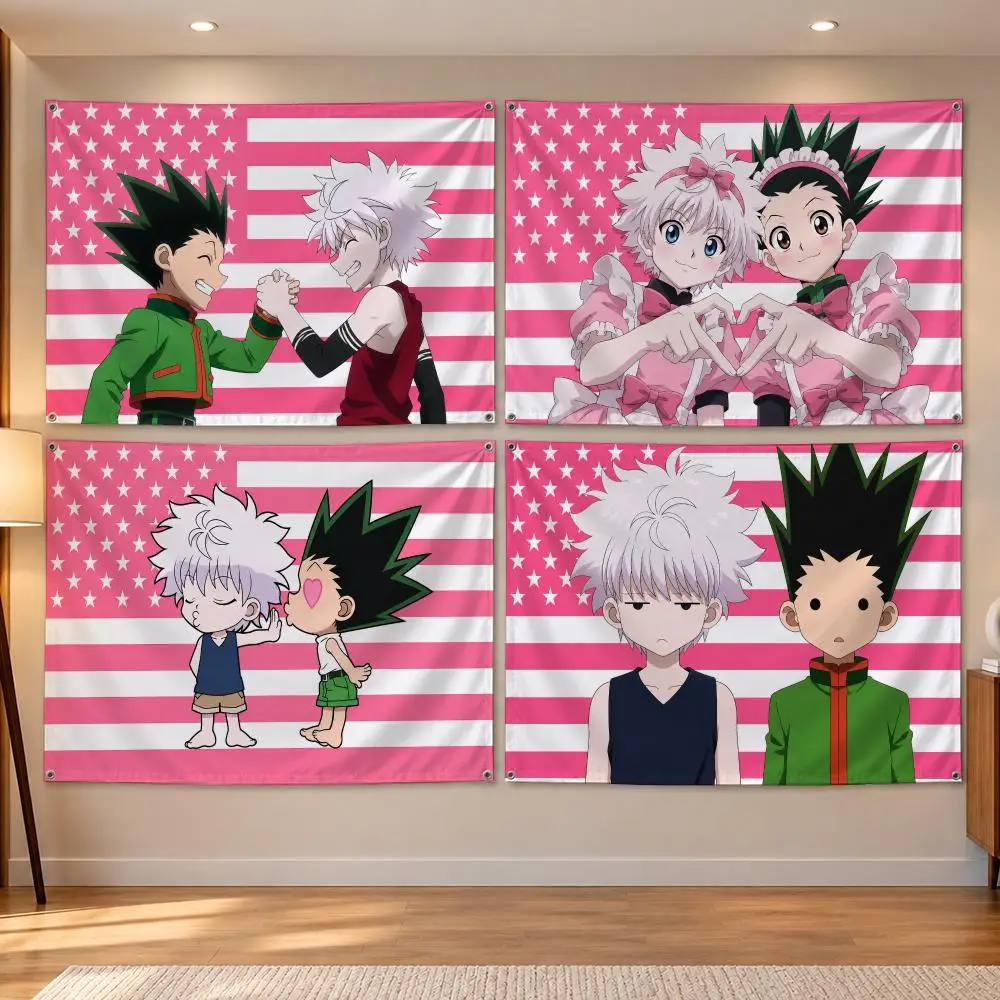 Anime Hunter X Hunter Fantasy Story G-Gon X Killua Flags Banner Decor for Bedroom,Garden,Party,Club,Indoor Outdoor, Fan Gift