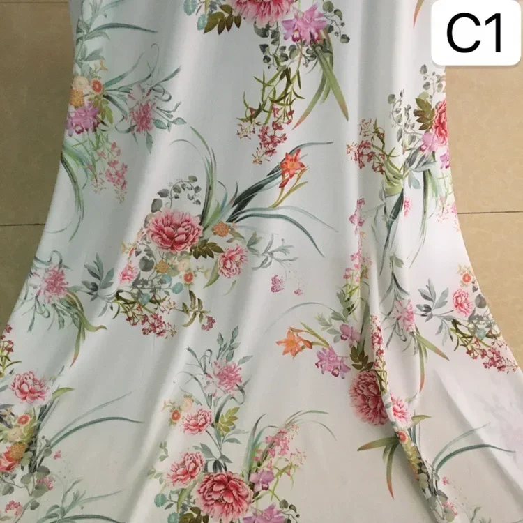 High-grade Opaque Printed Chiffon Fabric By Meter for Hanfu Clothing Sewing Thin Smooth Floral Pattern Skirts Textile Breathable