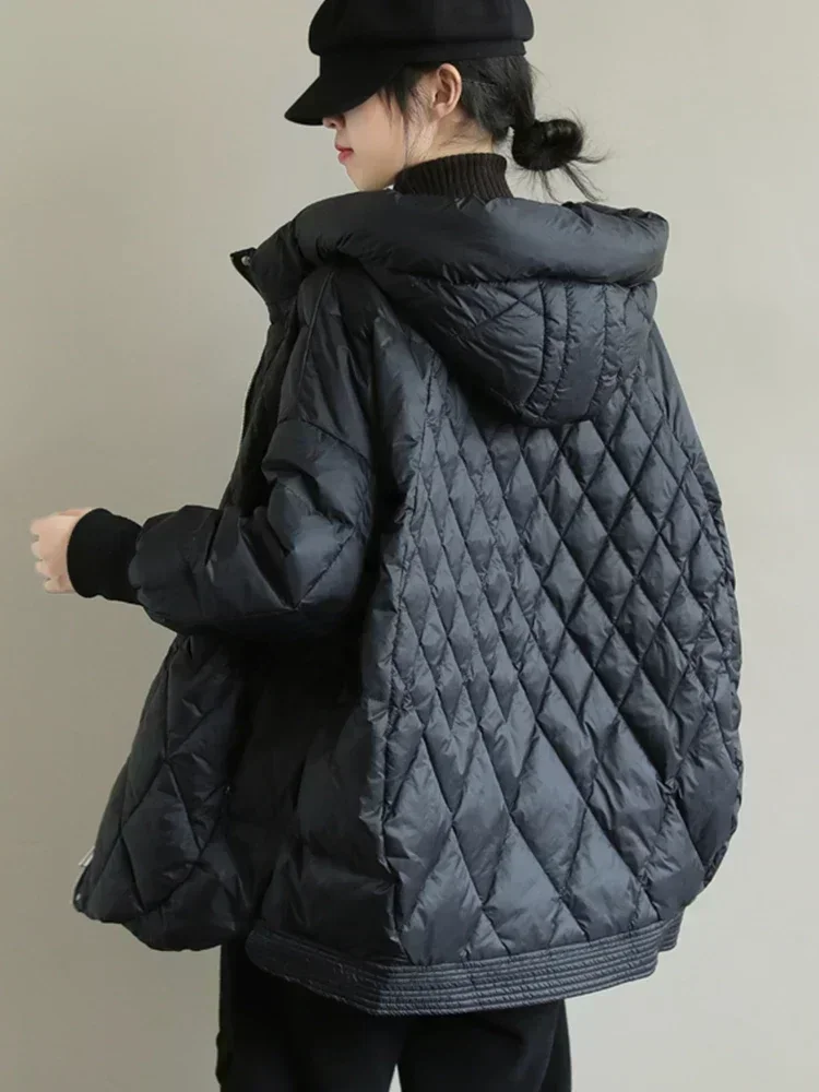 90% Parka de plumón de pato blanco informal para mujer abrigo grueso y cálido chaquetas de nieve prendas de vestir nuevas chaquetas de Otoño Invierno para mujer con capucha suelta