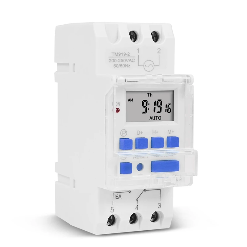 

SINOTIMER TM919A-2 Programmable Digital Time Switch Relay Timer Control AC 220V 16A Din Rail Mount