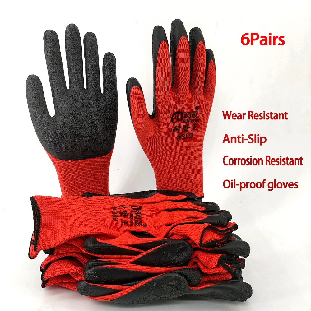 

6 пар рабочих перчаток, устойчивые противоскользящие профессиональные рабочие защитные перчатки для мужчин и женщин, садоводство, строительство, механик, завод