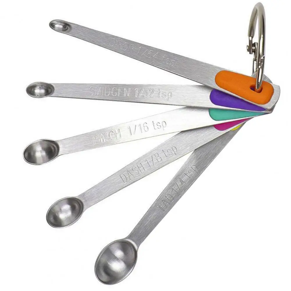 5Pcs/Set Mini Measuring Spoon Colorful Stainless Steel Long Handle Food Grade Precise Measurement Scoop Kitchen Gadgets