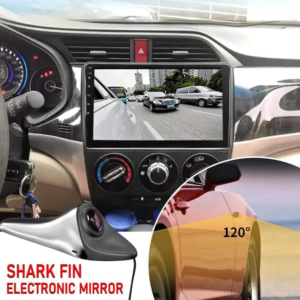 120° Car Rear View Camera Shark Fin CVBS/AHD Backup Side Camera 1080P Rotatable Lens Blind Spot Auxiliary Reversing