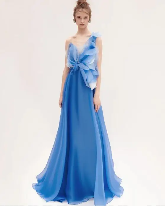 

Advanced Color Scheme Tulle Formal Party Dresses 2023 Cusotm Made Women Evening Gown V-Neck Zipper Back One Shoulder Prom Dress