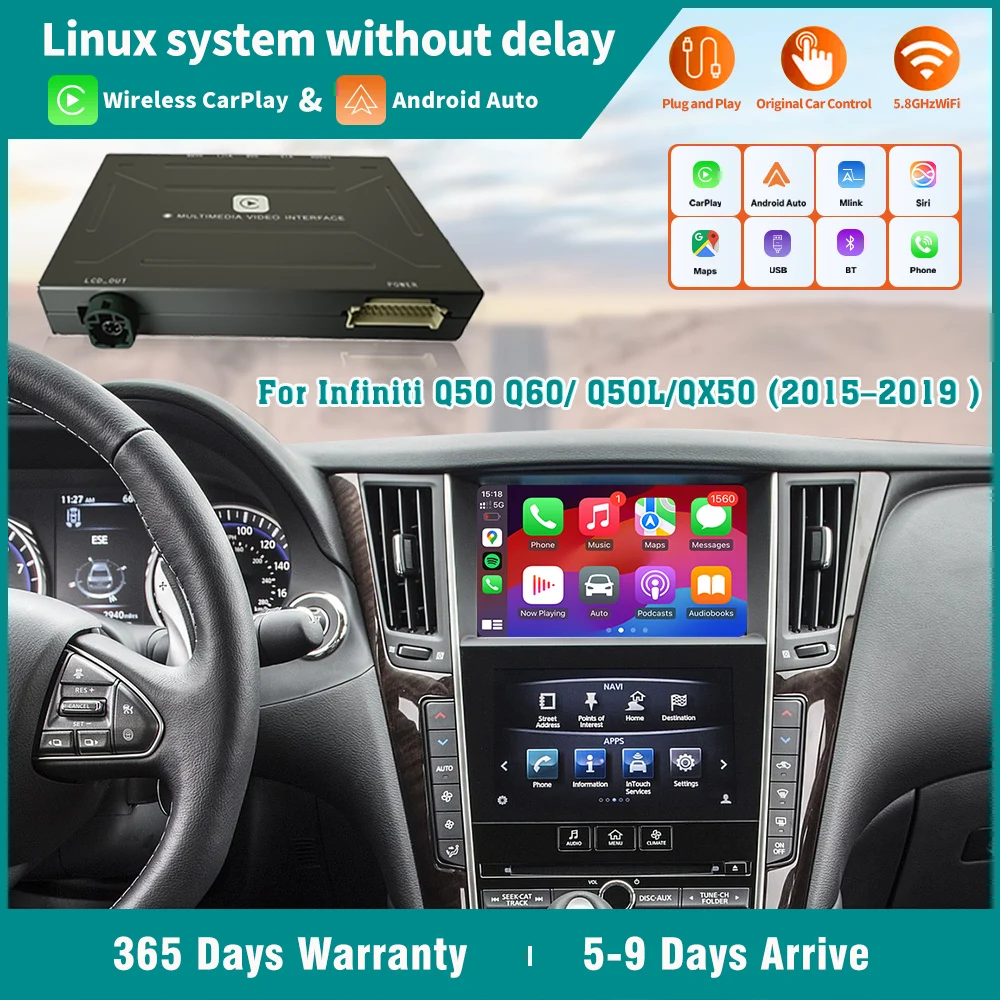 Wireless CarPlay For Infiniti Q50 Q60 Q50L QX50 2015-2019 Support Android Auto DSP Airplay Camera MirrorLink Navi Apple Car play