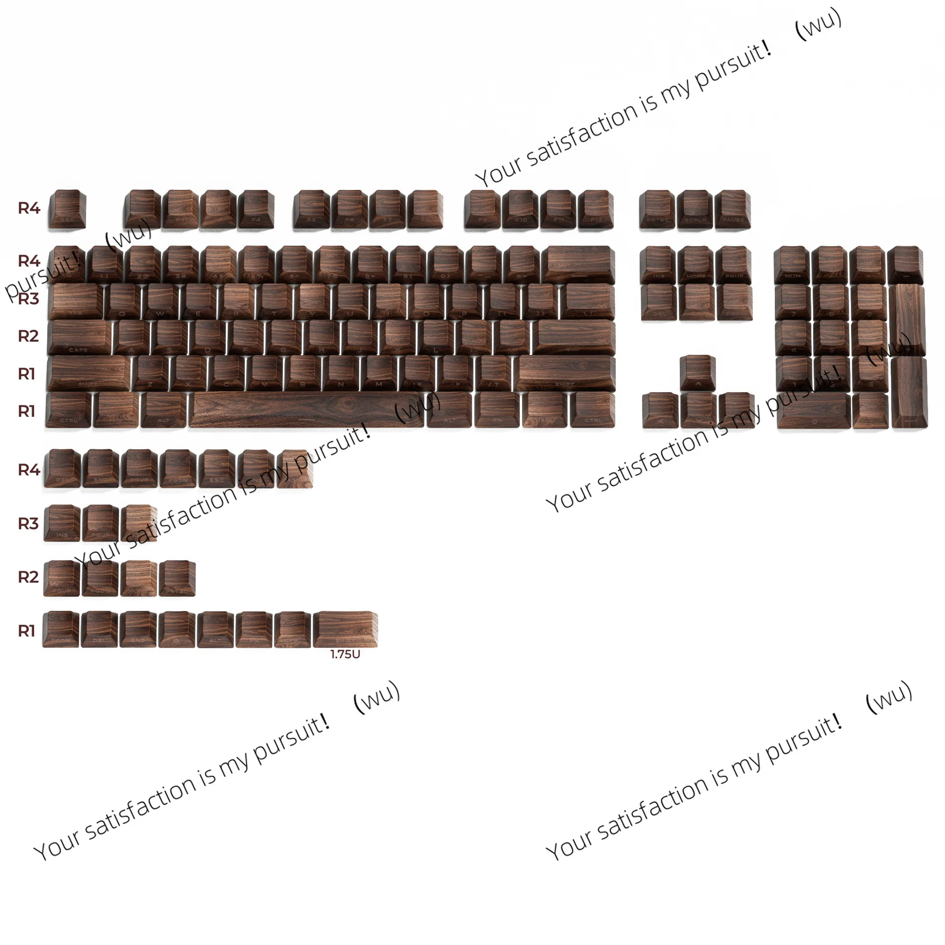 Walnut grain side engraved and translucent, PBT creative five-sided sublimation custom key cover