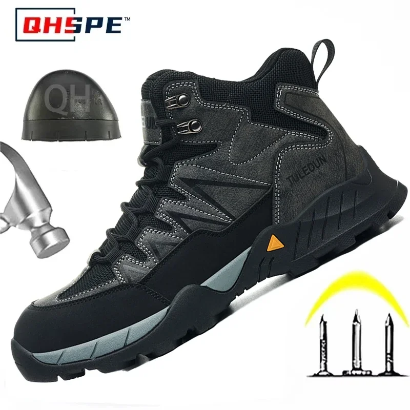 Men Welding Safety Shoes Steel Toe Anti Smash Puncture Proof Anti Scald Slip Resistant All Season Work Boots