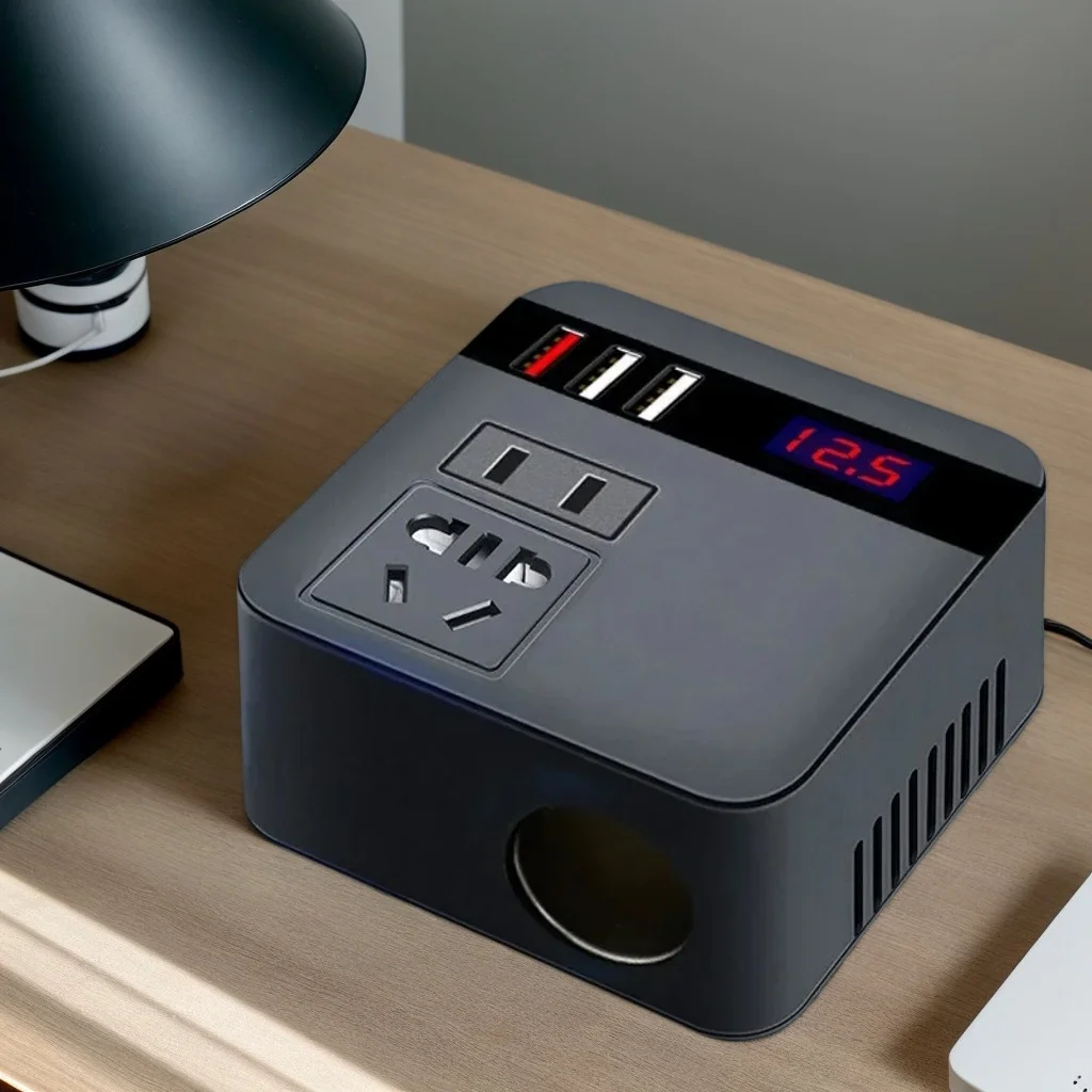 

High-Output Onboard Power Inverter - Smart LED Display with 3-Port Fast-Charging USB Hub & Overvoltage Protection