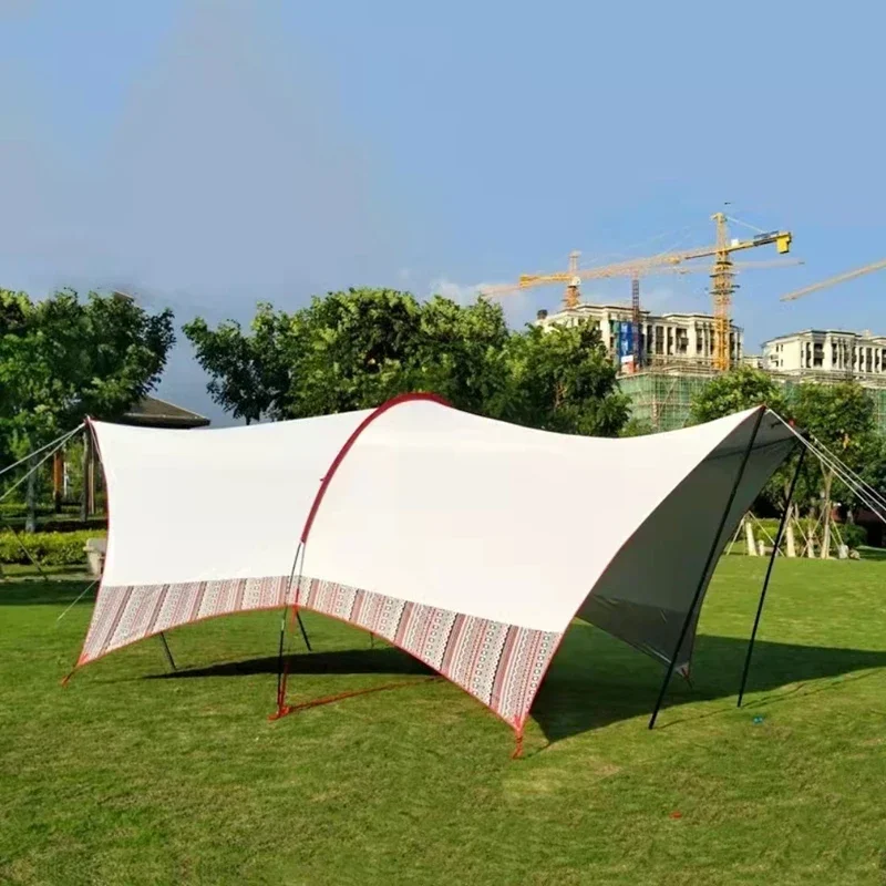 Single Pole Habi UV Awning 6m*4.5m*2.4m Outdoor Ultra-high Habe Big Rain Sunshade Canopy Multi-person Tent with Wear-resistant