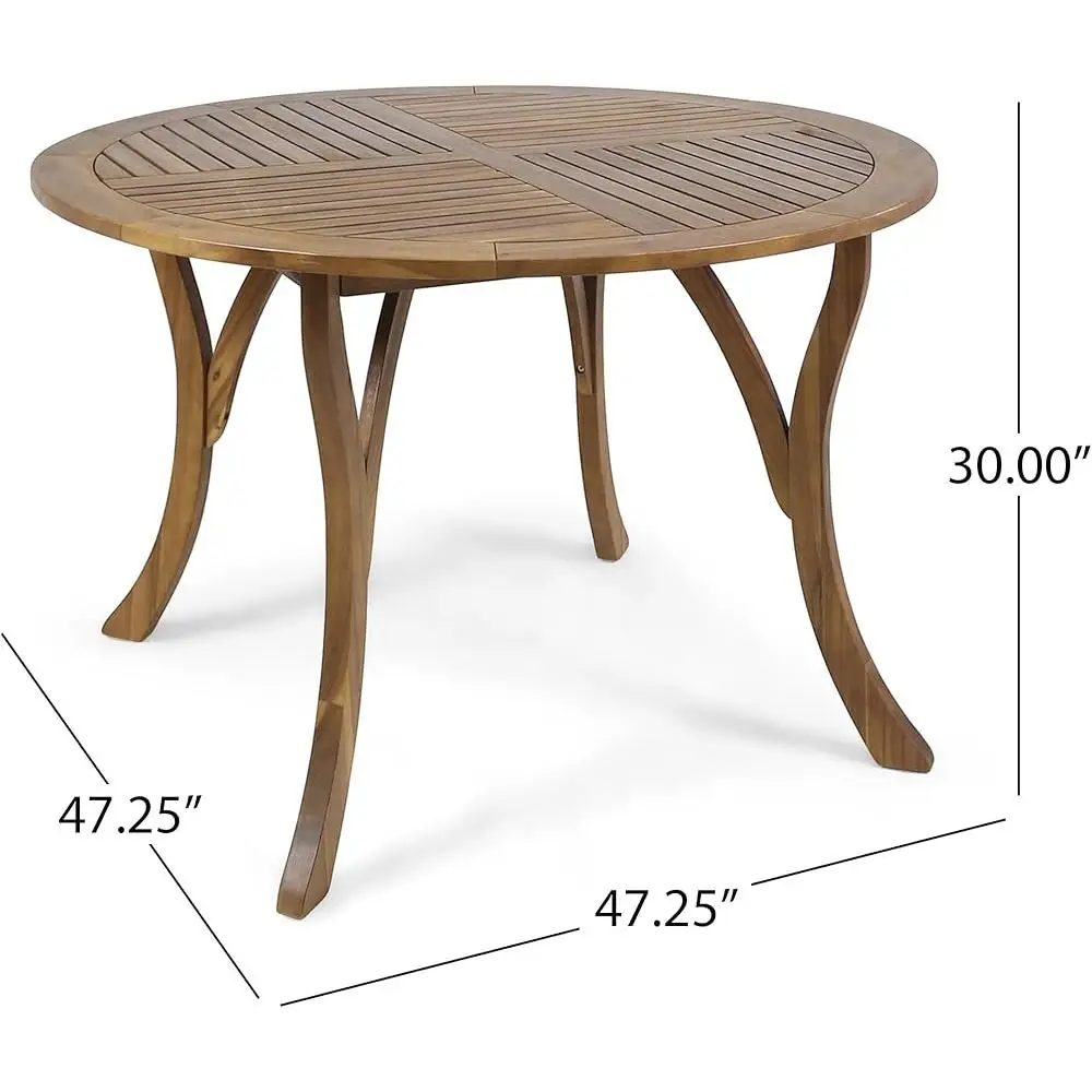 47 인치 라운드 아카시아 나무 식탁 야외 티크 테이블 세련된 정원 가구 손수 파티오 테이블