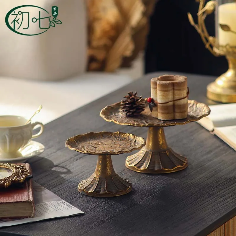 

Новая китайская железная художественная тарелка с фруктами, классические тарелки для закусок в стиле дзен, подносы для десертного магазина, украшения для фотостудии, тарелки для фруктовых закусок