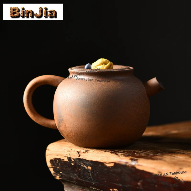 

150ml Old Rock Mud Crude Pottery Teapot Handmade Tea Infuser Pot Tea Maker Kettle With Ball Hole Kung Fu Tea Tea Ceremony Gifts