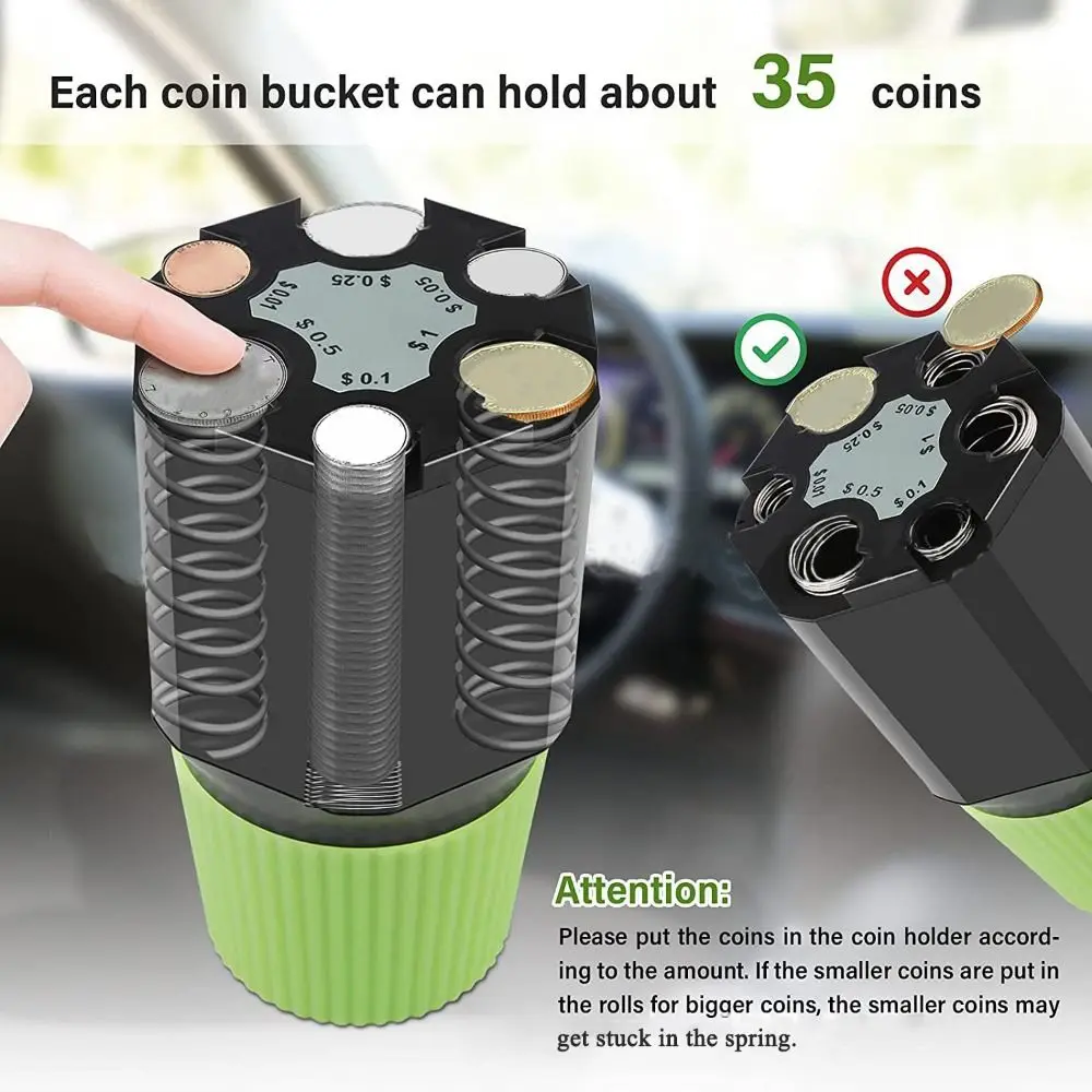 2-Layer Design Car Coin Piggy Bank Cup Shape Multifunction Money Storage Box Large Capacity Coin Storage Holder Car Countertop