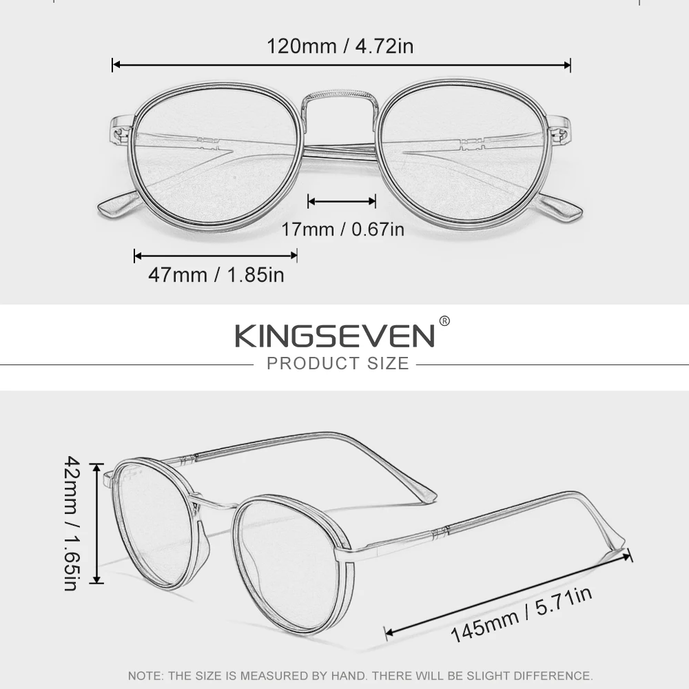 KINGSEVEN Vintage Sonnenbrille Fahren Im Freien Runde Rahmen Männer Frauen Schutzbrille Trendy Klassische Polarisierte UV400 Brillen – Detail 1