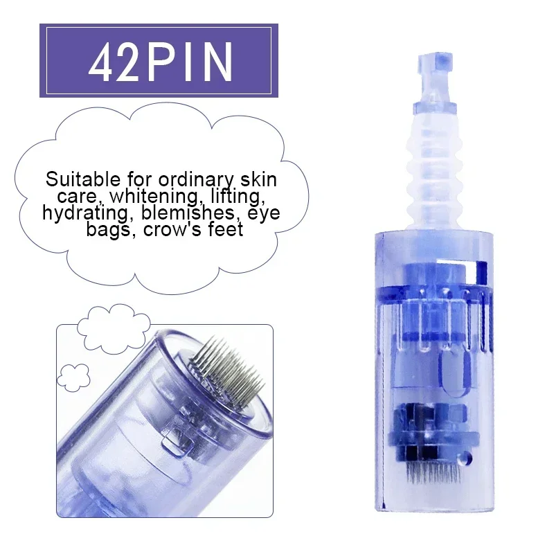 Ersatzkartuschen für Derma Pen, 100 Stück, Nano 3D Microneedling, blaue Spitzen, Bajonettverschluss, 9/12/36/42 Nadeln für die Gesichtspflege. – Detail 14