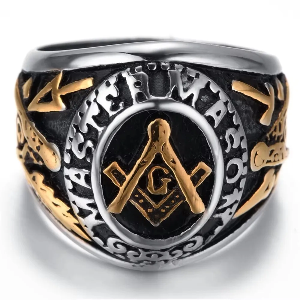 Master Mason Freemason Men\'s Silver color Gold color Free Mason Stainless Steel Masonic Ring