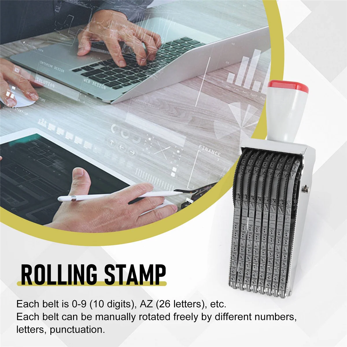 KEKA 8 Digit Alphabet English Letter Number Rolling Rubber Stamp Emboss Diy Scrapbooking Roller School Home Decor