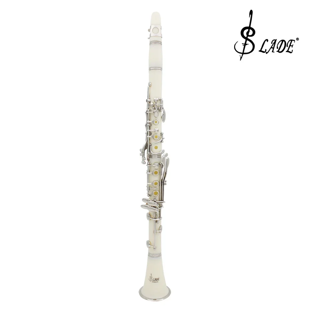 White Clarinet 17 Key Falling Tune B Clarinet ABS Silver Plated Silver Key Musical Instruments with Mouthpiece Cleaning Cloth