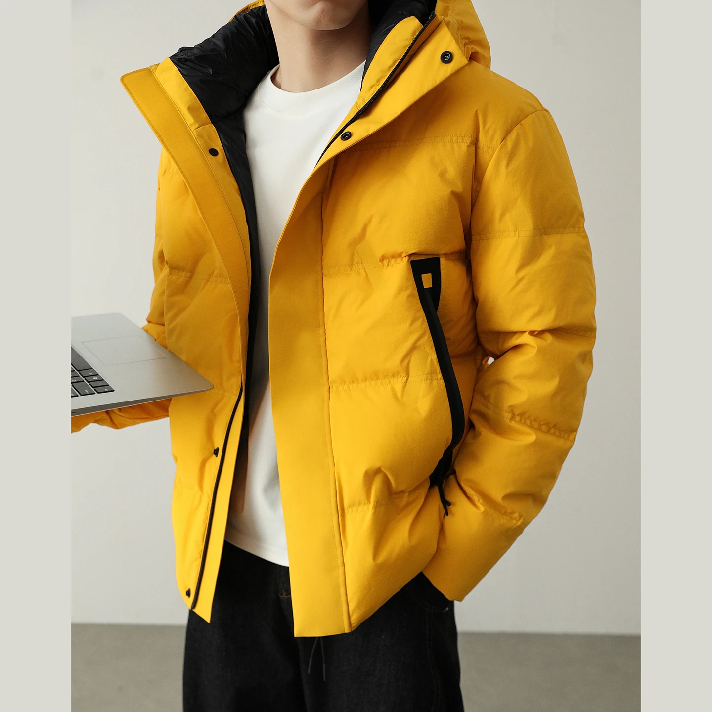 

Solid Color Men's Hooded Duck Down Jackets High Quality 2025 Winter Warm Puffer Coat Outwear Loose Windproof Padded Top Clothing