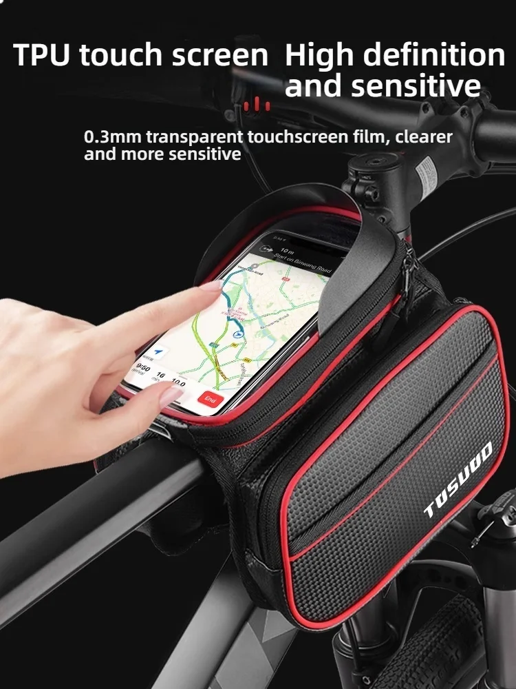 AliExpress TOSUOD Mountain Bike Bag Front Handlerbar Bag Rainproof 6.2inch Mobile Phone Case Bicycle Top Tube Bag Cycling Accessories