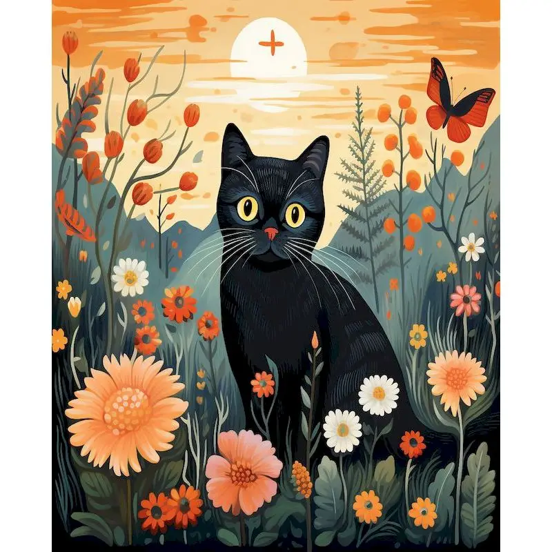 

RUOPOTY Cat And Flower Painting By Number Painting Suitable For Adult Beginner Enthusiasts