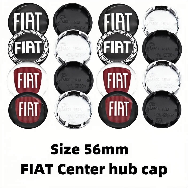 

4pcs 56mm for Fiat Car 500 Punto 124 125 Bravo Stilo Panda Abarth Wheel Center Hub Center Cap Rim Hub Dustproof Cover Emblemem