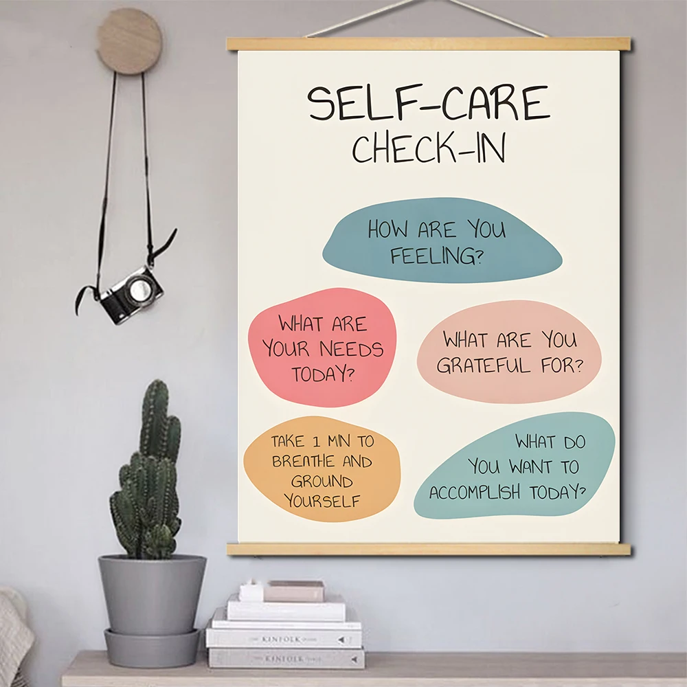Mental Health Therapy Counseling Solid Wood Hanging Canvas Painting, Artwork For Therapist Office Or Counseling Rooms Decoration