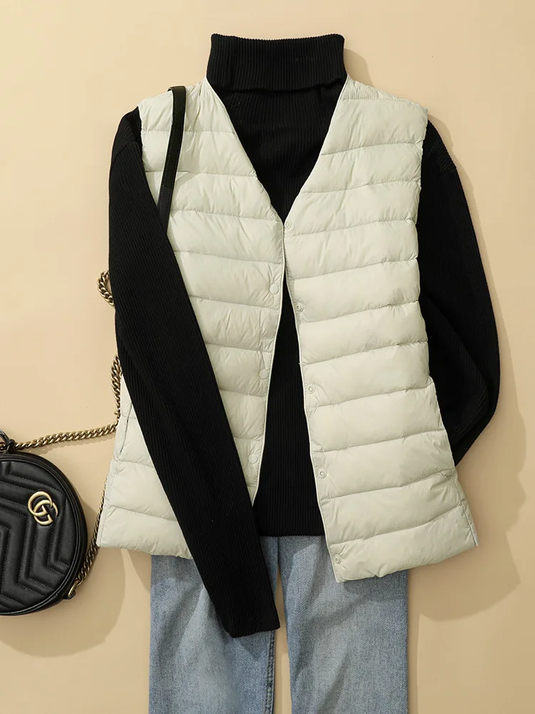 

Matt Fabric Women's Warm Vests Light Down Vest Women Two Ways Waistcoat Portable Warm Sleeveless Winter Liner Casual