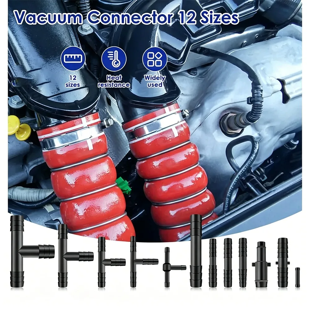 DT35BG 128Pcs Vacuum Connector Assortment Plastic Hose Joiner Tee Water Pipe Joints Plastic Straight T Piece Connectors