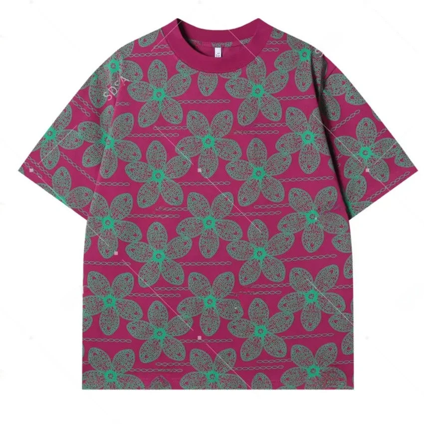 

Summer New Men's Faion Color Blo Floral Print round Ne ort Sve T-irt Sli Unbranded Knitted Wear