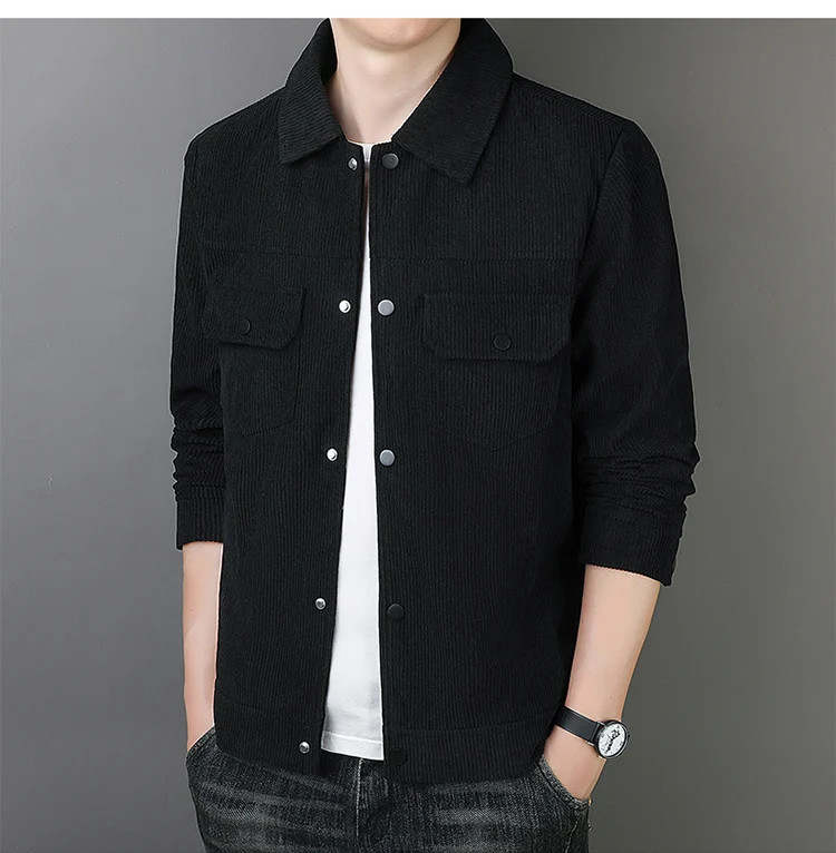 Men's Business Casual Jacket Spring and Autumn Outdoor Multi Pocket Collar Pure Cotton Coat Black Khaki Men's Clothing M-6XL