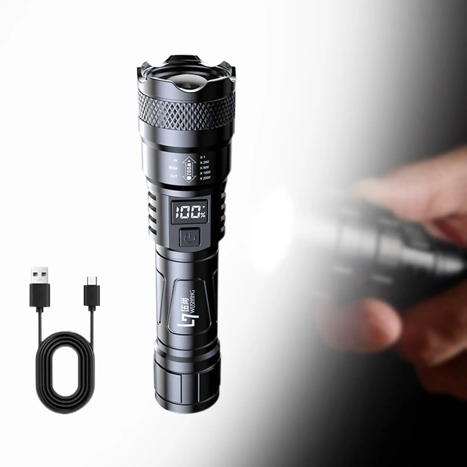 

LED Flashlight Multifunctional Rechargeable 3 Modes Handheld Torch for Backpacking Household Survival Travel Power Failure