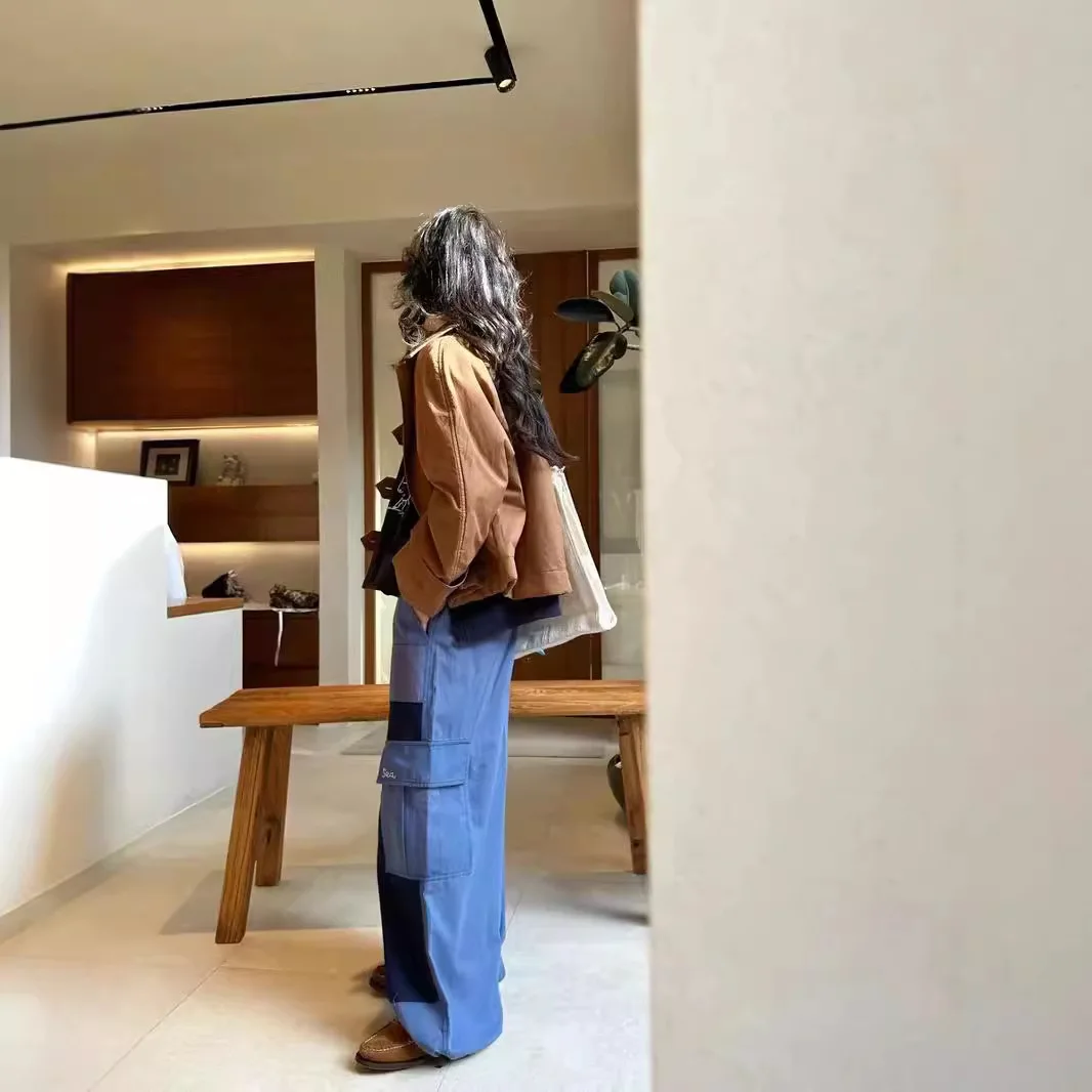 2025 Sezanes fashion autumn winter new retro leisure solid color loose lapel straight-breasted jacket cotton jacket French coat