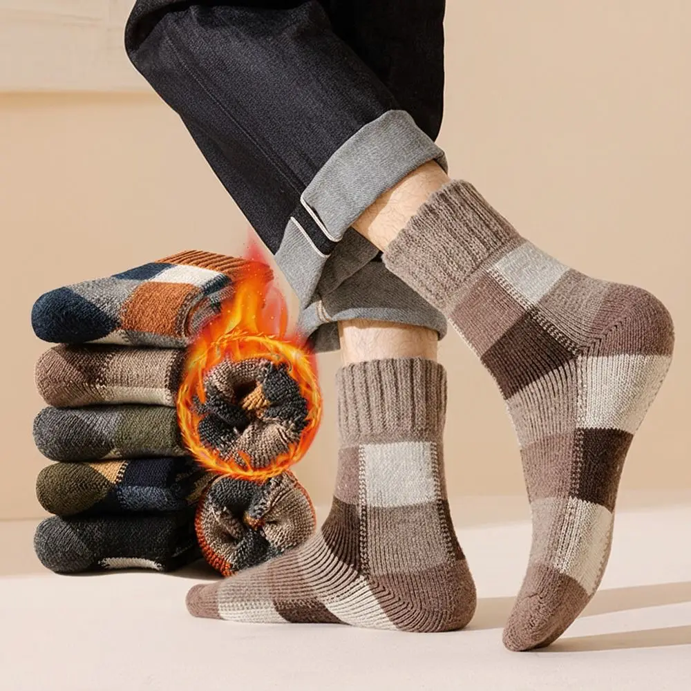 

Fashion Thickened Warm Winter Socks Colorblock Breathable Floor Socks Soft Warm Wool Socks Unisex