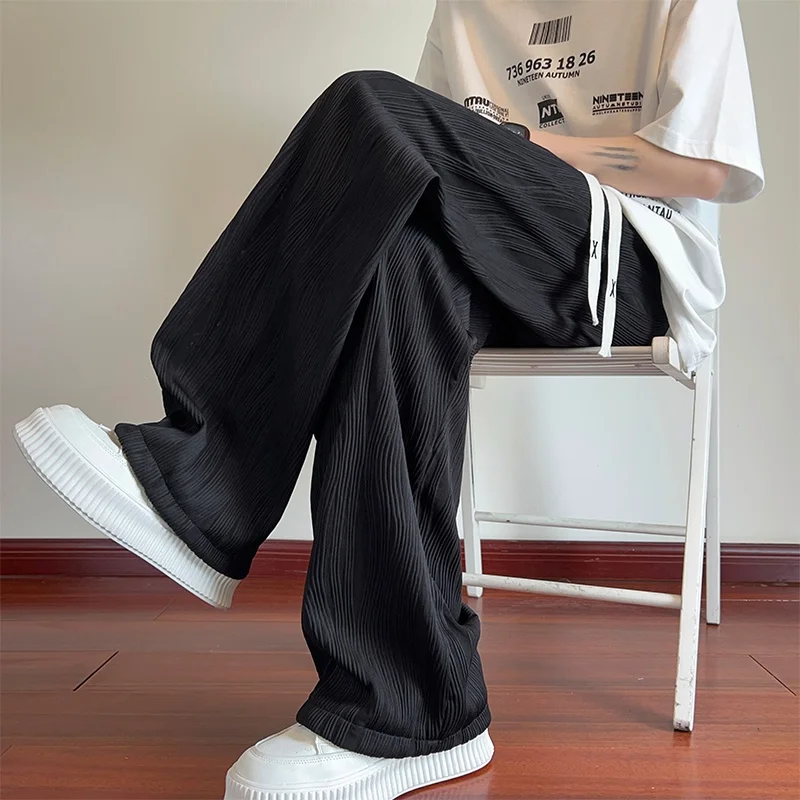 

Ice Silk Men's Summer Thin Casual Pants Drapey Loose Wide Leg Trousers Faionable Street Sle Comfortable Breathable Long T...